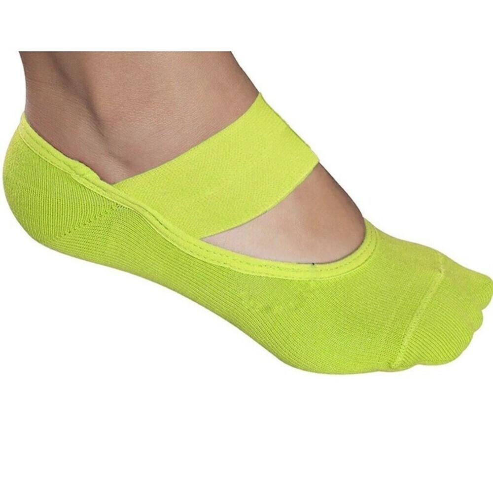 LUPO Solid Yoga-Pilates Socks With Grippers Lime One Size Fits (5-8.5) - Picture 3 of 4